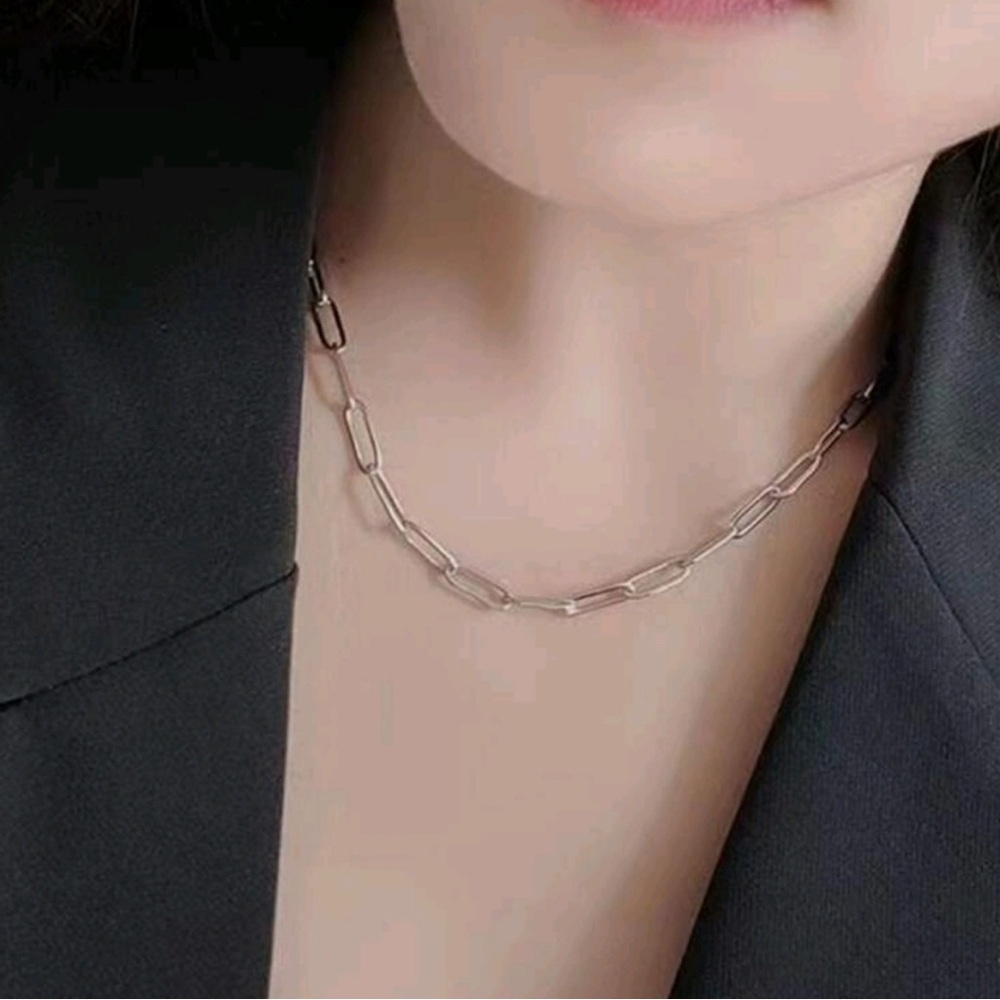 Silver Paper Clip Necklace